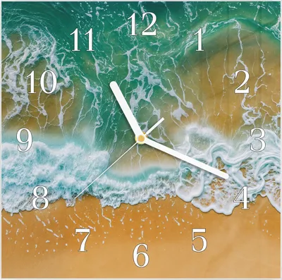 Produktbild von Wanduhr aus Glas mit Motiv Meeresbrandung- 30 x 30 cm - inkl. Aufhängesystem