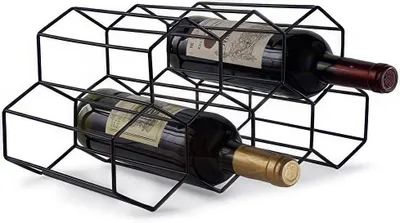 Zdjęcie produktu dla Stojak na wino 7 butelek regał metalowy wolnostojący nowoczesny