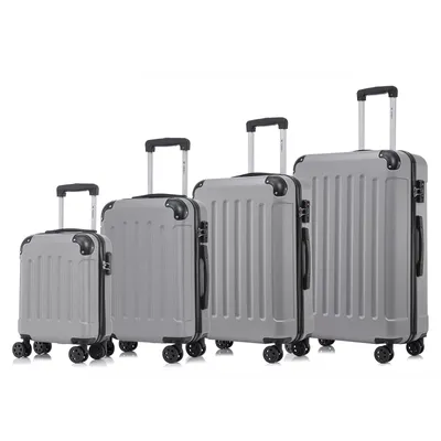 Produktbild von yonsly Premium Reisekoffer TSA-Schloss,YKK-Reißverschluss Hartschalen-Koffer Kabinenkoffer Rollkoffer Suitcase Handgepäck (Hellgrau, S-M-L-XL-Set)