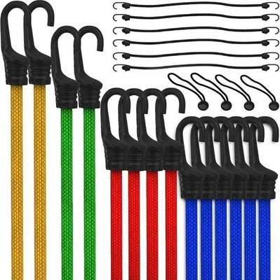 Obrázek produktu pro Bungee lanka s háčky – 24 kusů – ocel, černá, 1,5 m