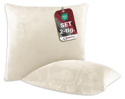 Kissenbezug 2er-Set 80×80 cm, Mikrofaser, Wollweiß