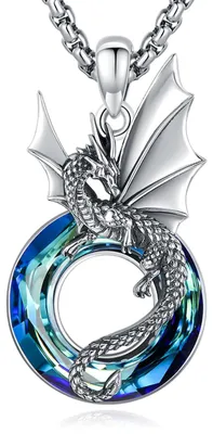 Productafbeelding van Solidchoice - Draak Hanger van 925 Zilver met Kristal