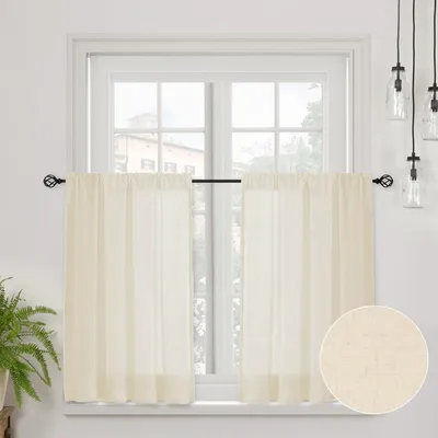 Immagine prodotto di Tende in lino semitrasparenti per cucina, altezza 45 cm, larghezza 90 cm