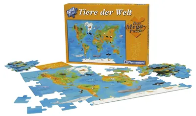 Image de Puzzle géographique du monde, animaux du monde