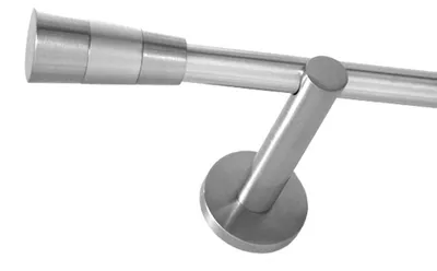 Produktbild von Gardinenstange Set Edelstahl Look Metall Ø 16mm zur Wandbefestigung 1-lauf Modern Kegel, Länge wählbar H12E11