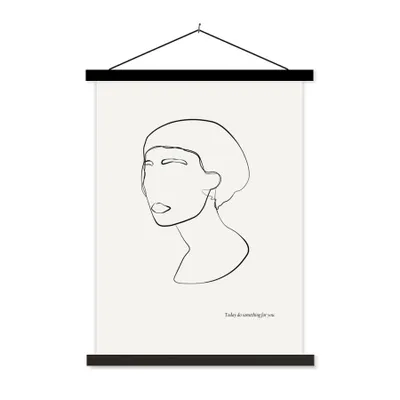 Produktbild von MuchoWow® Textilposter Text - Frauen - Strichzeichnungen - Zitate 40x53 cm mit schwarzem Rahmen - Abbildung