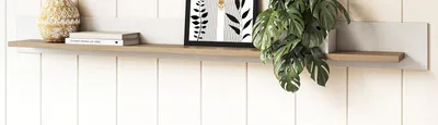 Produktbild von Wandboard "Finnes" in weiß und Eiche Wandregal skandinavisch 180 cm