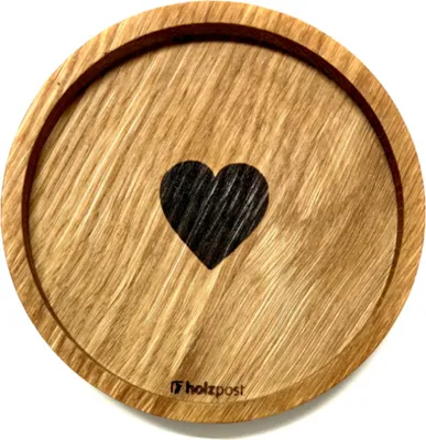 Produktbild von holzpost Untersetzer Herz Eiche 11,2cm
