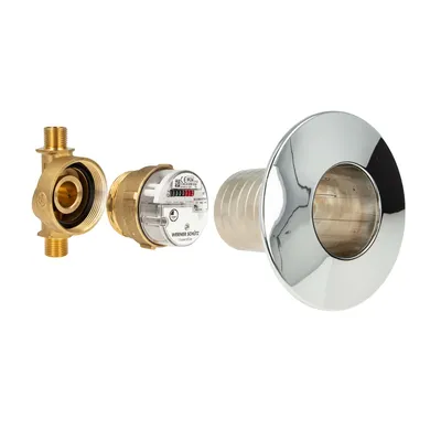 Produktbild von Unterputz Wasserzähler Komplett-SET, Kaltwasser, Zählergehäuse 3/4 Zoll AG, Kombirosette 1-teilig