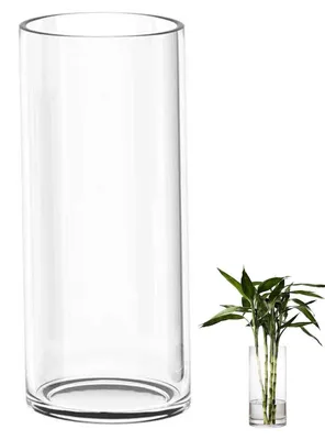 Produktbild von Glas Blumenvase Zylinder 40cm Hoch Handgemacht Kristall Kerzenhalter Pflanzenbehälter 40 x 12cm