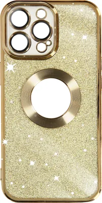 Produktbild von Avizar, Glitzer-Silikonhülle mit Chromumrandung für Apple iPhone 14 Pro, Gold