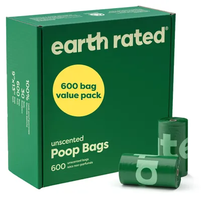 Obrázek produktu pro Sáčky na psí exkrementy Earth Rated, 600 kusů, nepropustné, bez zápachu