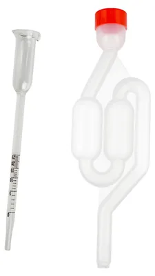 Produktbild von Glas Vinometer 0-25% Vol. Kunststoff Gärröhrchen mit Deckel Rot Set Wein Bier Gärrohr Alkoholmessgerät Gärspund für Wein Bier Most und Fruchtwein