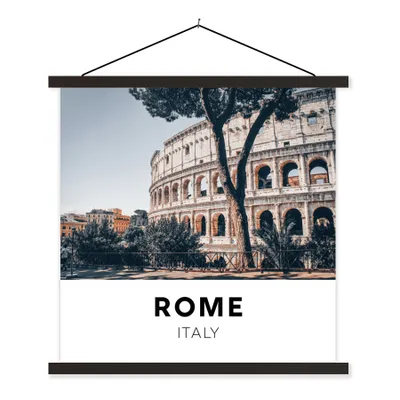 Produktbild von MuchoWow® Textilposter Rom - Italien - Kolosseum 120x120 cm mit schwarzem Rahmen - Aufhängungsset