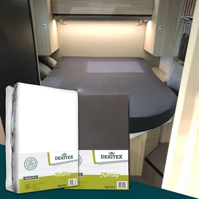 Produktbild von Bettwäsche-Set 3-teilig, 2 Spannbettlaken + Molton, Jersey Baumwolle, für Wohnmobile