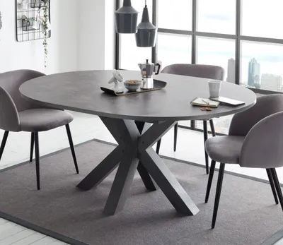 Produktbild von Esstisch graphit keramik dunkel 110x78 cm Big System Rund Stern 110 Auszug