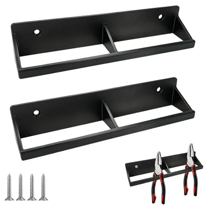 Werkzeughalter-Set 2er-Pack, Wandmontage, schwarz, 16 x 3,5 x 3 cm