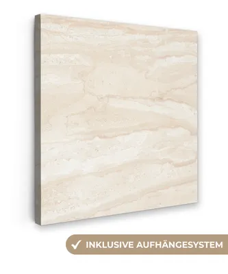 Produktbild von MuchoWow® - Leinwandbilder - Marmor - Kalk - Sand - Textur, Wandbild, Wanddeko Bilder Wohnzimmer, 90x90 cm