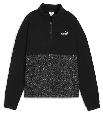 Obrázek produktu pro Dívčí mikina Puma Graphic Animal s grafickým motivem zvířat, volného střihu, s polovičním zipem, barva: černá, velikost: XS
