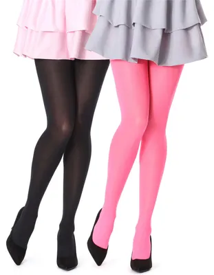Immagine prodotto di Collant da donna Bellivalini in microfibra, confezione da 2, 100 DEN, modello BLVFI1003 (nero/rosa neon, taglia S).