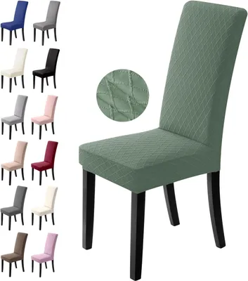 Productafbeelding van Stretch stoelhoezen L, 6 stuks, polyester en Elasthan, groen, voor eetkamer