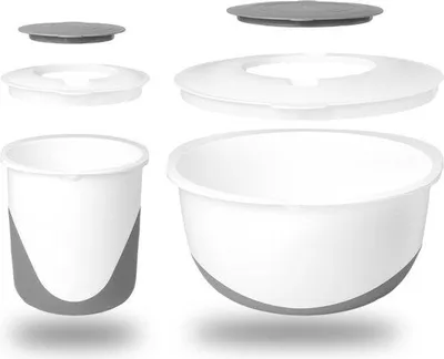 Image de Lot de spatules en plastique avec socle en plastique, 6 pièces, couleur anthracite, capacité de 58 l + 17 l