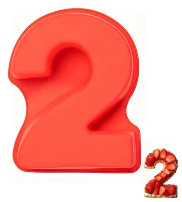 Immagine prodotto di Stampo in silicone per torte, numero 2, grande, antiaderente, per torte a forma di numero 3D