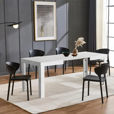 Immagine prodotto di Tavolo da Pranzo Allungabile 120-200x80x76 cm in Legno Bianco Frassino