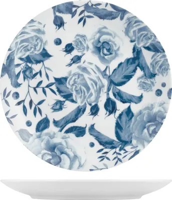 Produktbild von H&h 6er Set Porzellanteller blaue Rosen flach cm 27