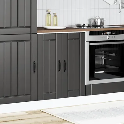 Produktbild von vidaXL Spülenunterschrank Lucca Schwarz Holzwerkstoff