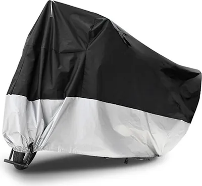 Image de XXL Housse de moto All Season Protection imperméable pour l'extérieur Soleil étanche avec trous de fermeture Noir Argent