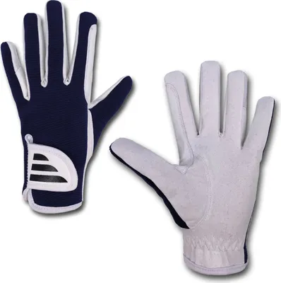 Produktbild von Levaz Rhythm - Reithandschuhe weiß/blau Reiter Handschuhe mit Zügelverstärkung Sommer Herren Damen - Größe: L