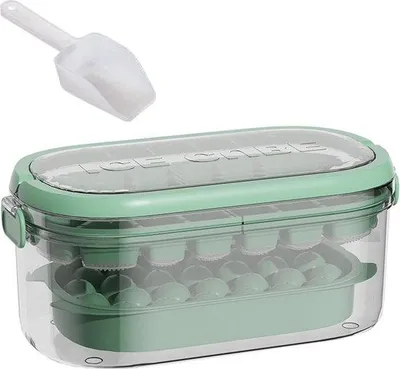 Obrázok produktu pre Ručná nádoba na ľadové kocky s vekom, 8,9 × 4,7 × 3,7 palca, vrátane lyžičky, na destiláty, nápoje, kávu a zelené koktaily.