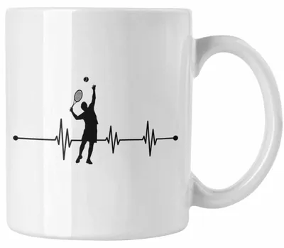 Produktbild von Tennis Tasse Geschenk für Tennisspieler mit Spruch Herzschlag für Männer Frauen Tennis-Trainer Coach (Weiß)