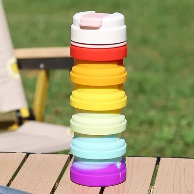 Produktbild von Silikonisches Reise-Wasserflaschen-Set, 500 ml, farbig, tragbar, wiederverwendbar