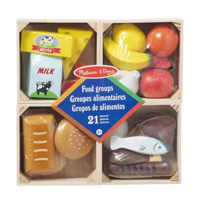 Produktbild von Melissa & Doug - Lebensmittelset aus Holz für die Kinderküche, 21-teiliges Spielküchen- und Kaufladen-Zubehör, Für Kinder ab 2 Jahren