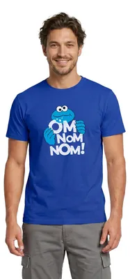Produktbild von Spreadshirt Sesamstraße Krümelmonster Om Nom Nom Männer T-Shirt, L, Dunkelblau