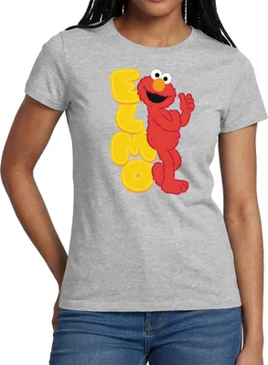 Produktbild von Spreadshirt Sesamstraße Elmo Mit Schriftzug Frauen T-Shirt, XXL, Grau meliert