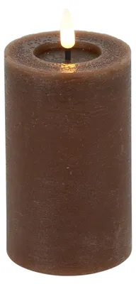 Zdjęcie produktu dla Świeca walcowa LED Countryfield, w rustykalnym brązie – średnica 7,5 cm – wysokość 12,5 cm