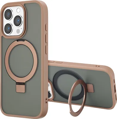 Zdjęcie produktu dla Accezz Ring Stand Backcover z MagSafe dla Apple iPhone 16 Pro - brązowy