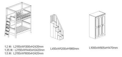 Produktbild von Etagenbett+Schrank Multifunktion Hochbett Kinderbett Kleiderschrank Holzbett