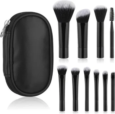 Produktbild von Famanu Reisfreundliche Make-uppinsel Set - 10-teiliges Mini Pinselset mit Etui