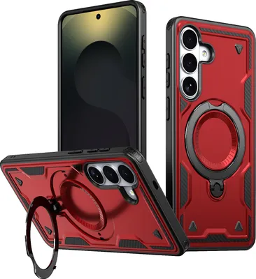 Produktbild von Dual Layer Hülle für Samsung Galaxy S26+ mit Ring Ständer Magnetisch Stoßfest Handyhülle Rot