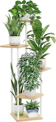 Produktbild von Gartenstander für mehrere Pflanzen und Blumen, Metall, 5 Ebenen, Weiß