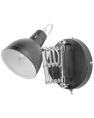Produktbild von BELIANI Wandleuchte Schwarz Metall mit Ziehharmonika Arm verstellbarer Schirm Glockenförmig Industrie Look