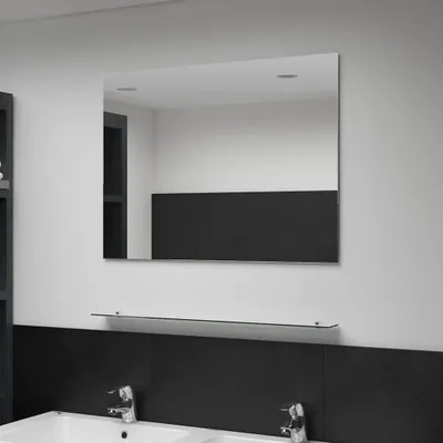 Produktbild von vidaXL Nástenné zrkadlo s poličkou 80 × 60 cm z tvrdeného skla