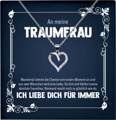 Produktbild von 22Feels Echt Silber Halskette - Schatz Frauen Geschenk Schmuck Set Hochzeitstag Valentinstag Ehefrau Freundin Jahrestag - Herz Anhänger, Karte