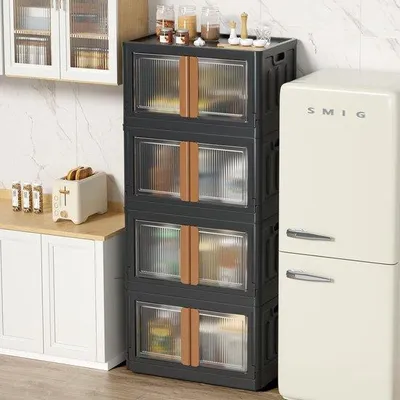 Produktbild von Plastik-Box mit Deckel, 72 Liter, Kunststoffbox, transparent, groß, 1 Stück, schwarz