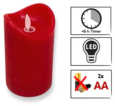 Produktbild von LED Kerzen 4er Set Hellrot 7,5 x 12,5 cm – Flammenlos mit Timer