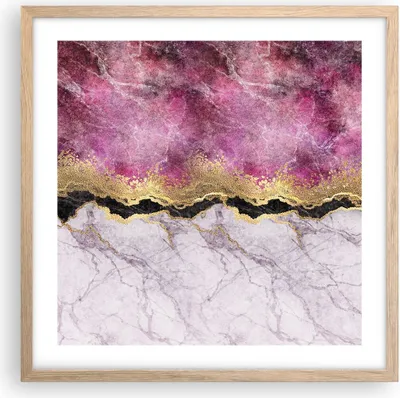 Produktbild von Gerahmtes Poster - Rahmen in heller Eiche - Rosa golden Hintergrund - 50x50 cm - Wand Bild - Wanddeko - Wandbilder - Kunstposter - Wandposter - Bilderrahmen - Bilder - Kunstdruck - P2NAC50x50-5038